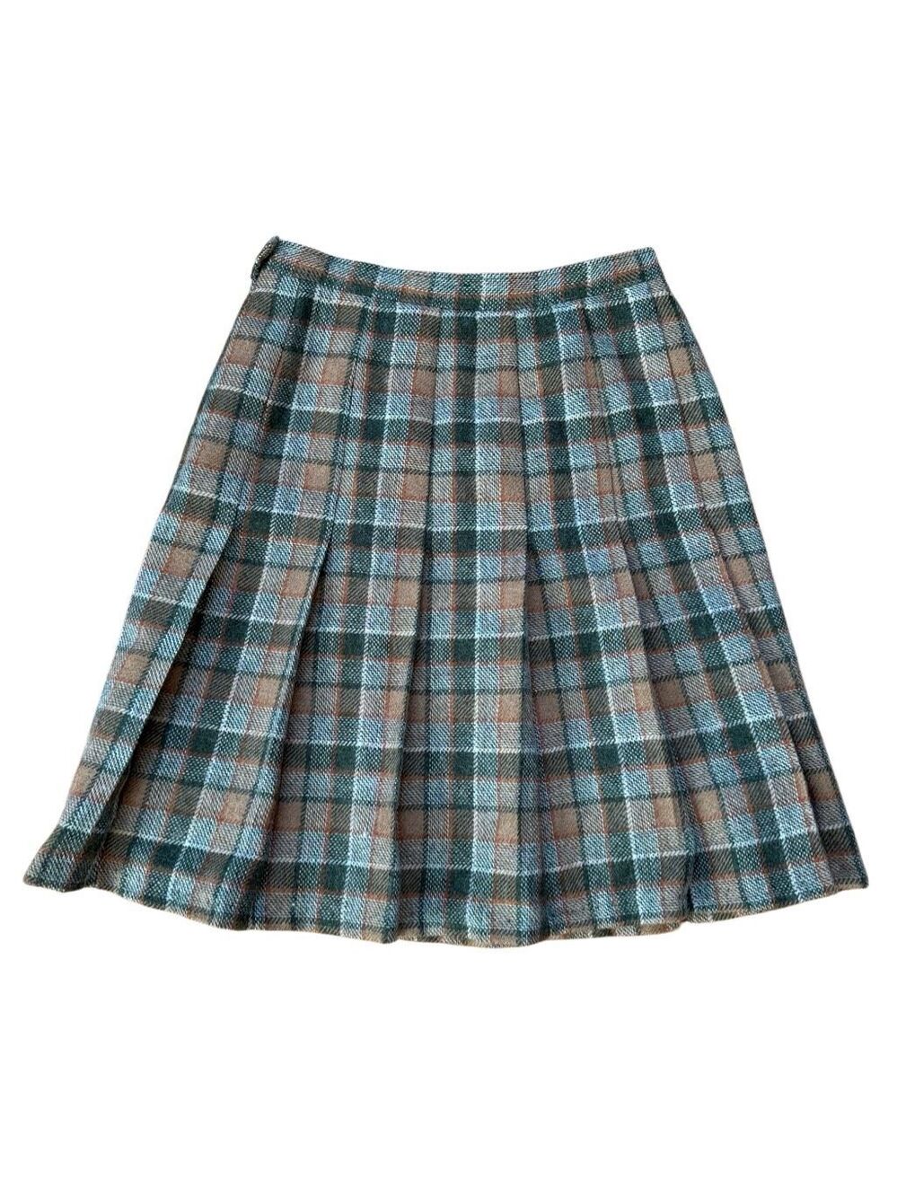 Vintage Frey of Scotland Plaid Wool Pleated Skirt Small